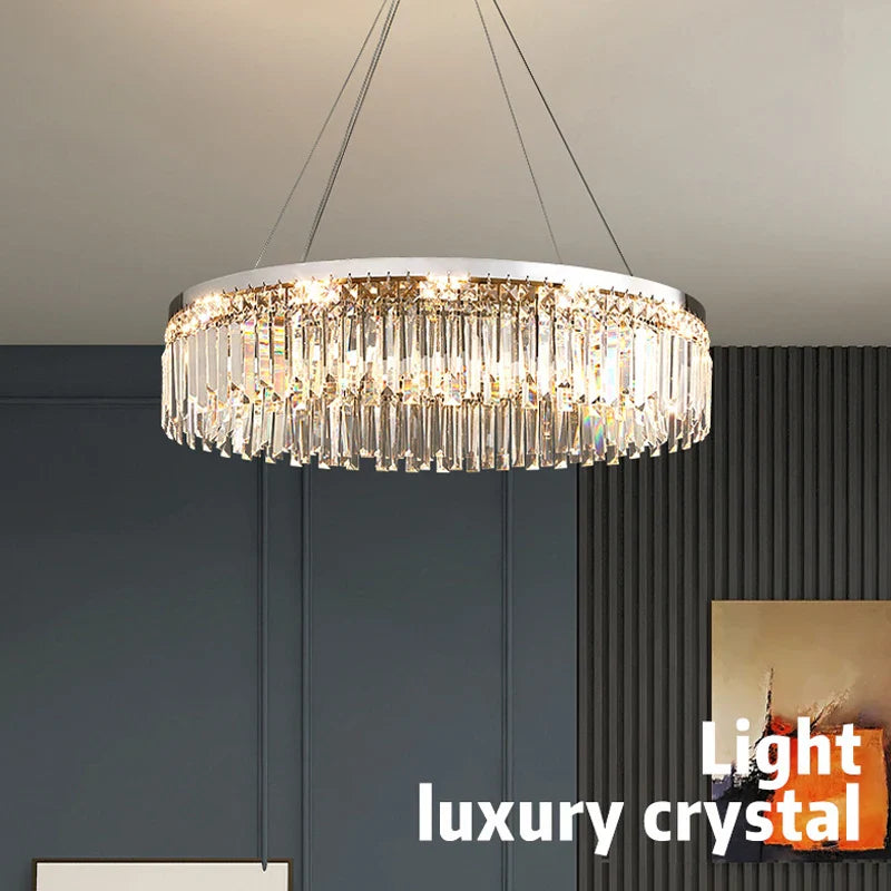 Afralia™ Round Crystal Ceiling Chandelier: Modern, Simple, and Elegant Lighting Fixtures for Luxury Living Rooms