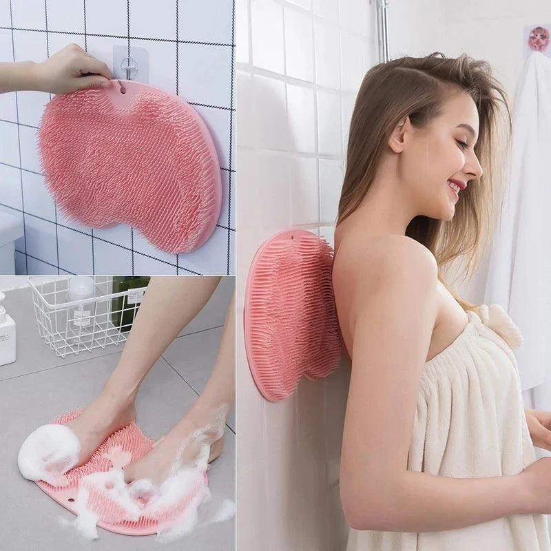 Afralia™ Silicone Shower Foot Scrubber Exfoliating Massage Brush Peeling Pad