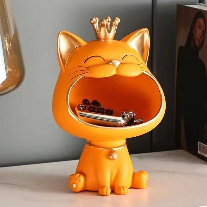 Afralia™ Lucky Cat Sculpture: Modern Table Decoration & Storage Box Ornament