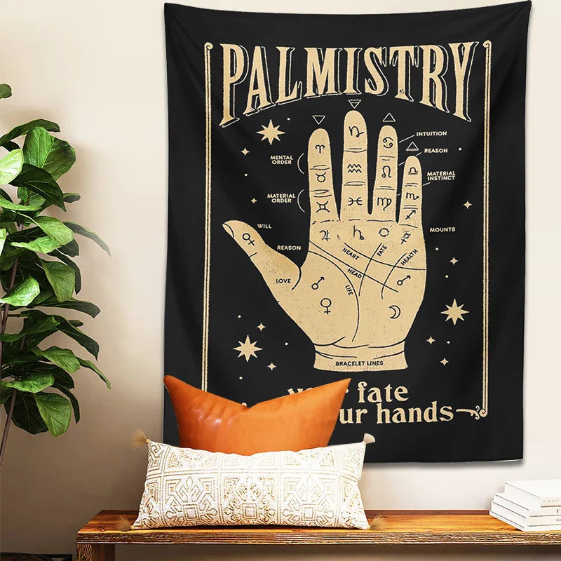 Afralia™ Palmistry Tapestry Wall Hanging: Retro Witchcraft Bohemian Art for Home Decor