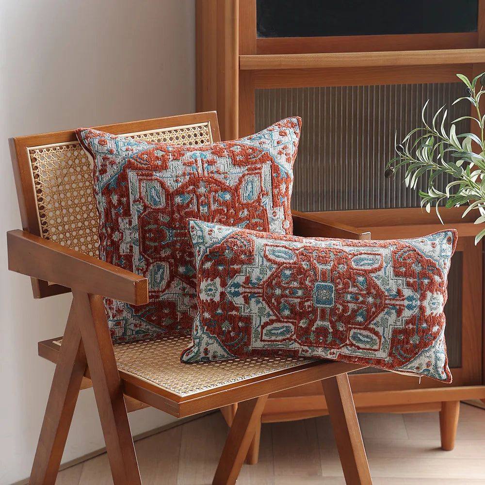 Afralia™ Chenille Luxury Retro Pillow Cover 30x50cm 45x45cm 50x50cm Ivory Blue Red