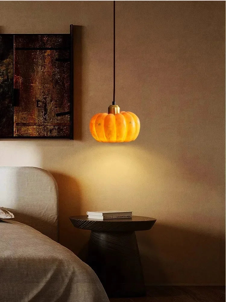 Afralia™ Retro LED Pumpkin Pendant Light for Dining Room, Bar, and Bedroom Decor