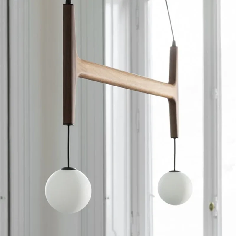 Afralia™ Walnut Multi-Head Pendant Light for Elegant Living and Dining Spaces