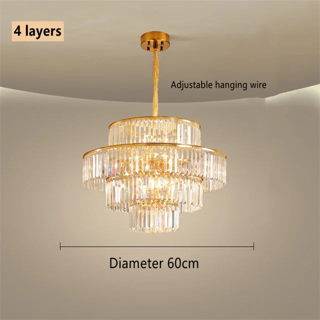 Afralia™ Crystal Luxury Chandelier: Modern 5-Layer LED Ceiling Lamp for Home Indoor Decor