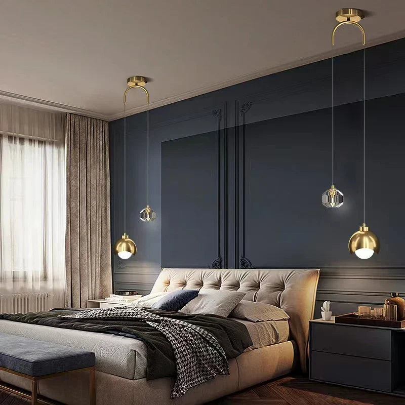 Afralia™ Crystal Pendant Light: Modern Luxury Bedroom Hanging Lamp for Living Room