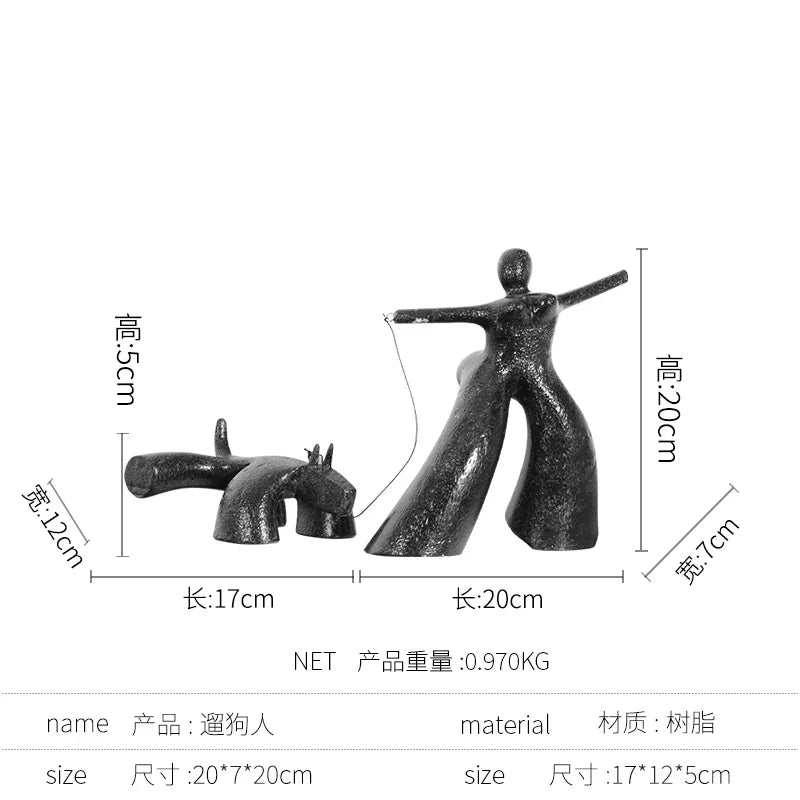 Afralia™ Golden Ring Black and White Striped Abstract Resin Figurines Home Decor