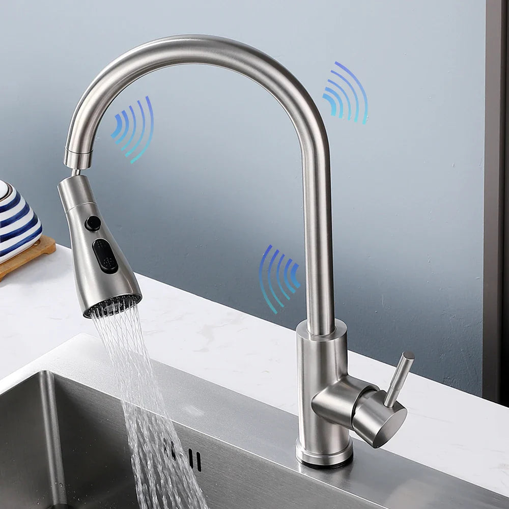 Afralia™ Smart Touch Kitchen Faucet Sensor Water Mixer Rotate Sink Mixer WF-1008