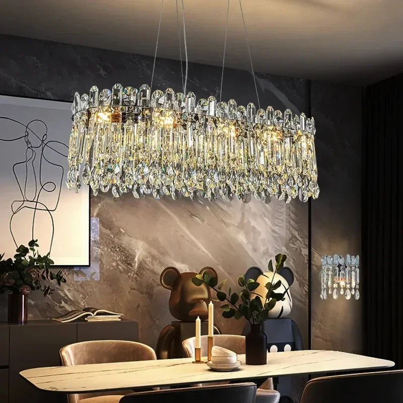 Afralia™ Clear Crystal LED Chandelier: Trendy Modern Luxury Suspension Luminaire for Dining Room