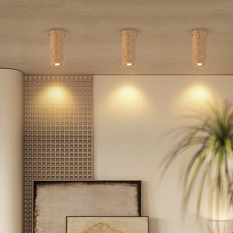 Afralia™ Travertine Stone Ceiling DownLight with E27 Spot Light Bulb
