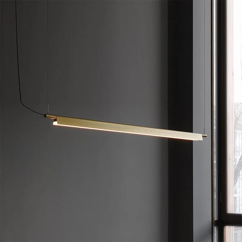 Afralia™ Scandinavian Linear LED Pendant Lamp for Living Room Office Restaurant Dining Table
