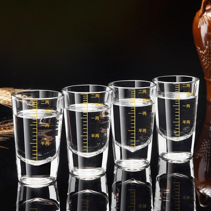 Afralia™ Glass Spirit Set - Graduated Line Brandy Cups, Transparent Liquor Drinking Glasses