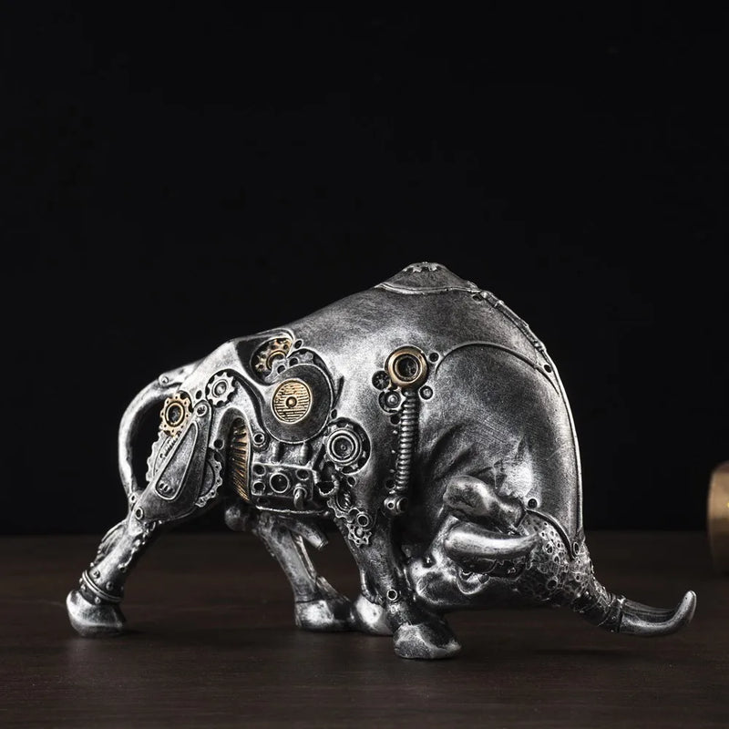 Afralia™ Steampunk Bull Statues Resin Figurines Living Room Office Decoration