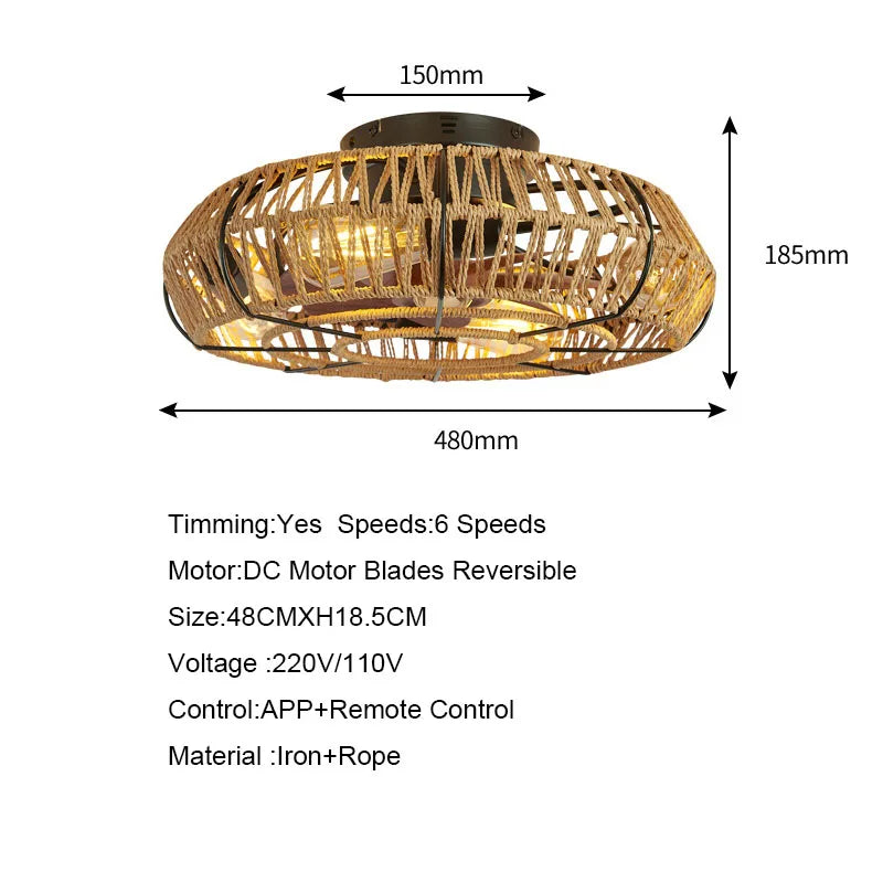 Afralia™ Retro Fan Light with APP Control for Dining Room, Living Room, Bedroom.