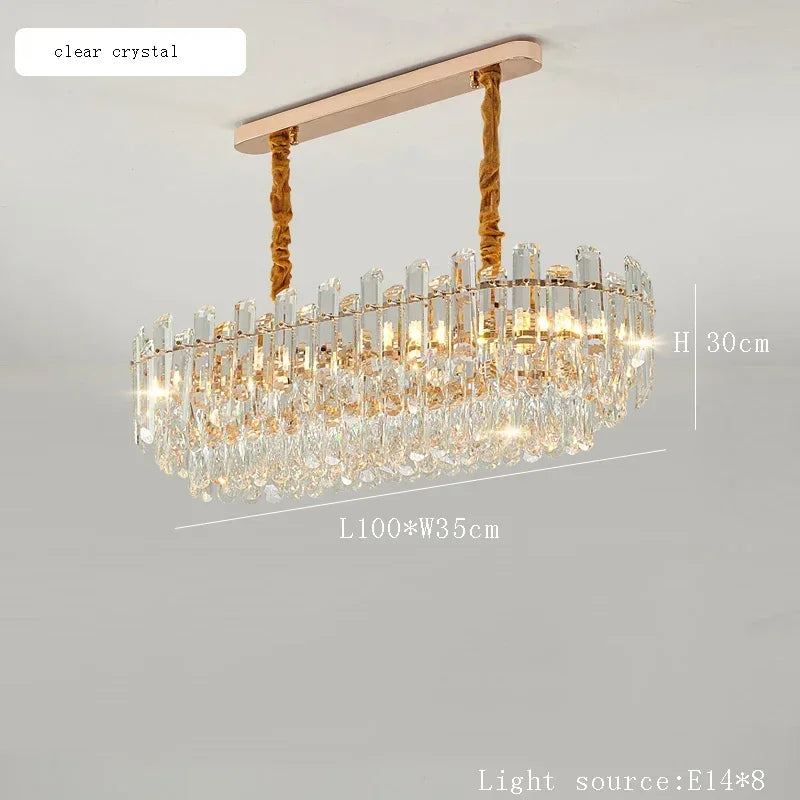 Afralia™ Nordic Crystal Chandelier LED Round Light for Living Bedroom Dining Room