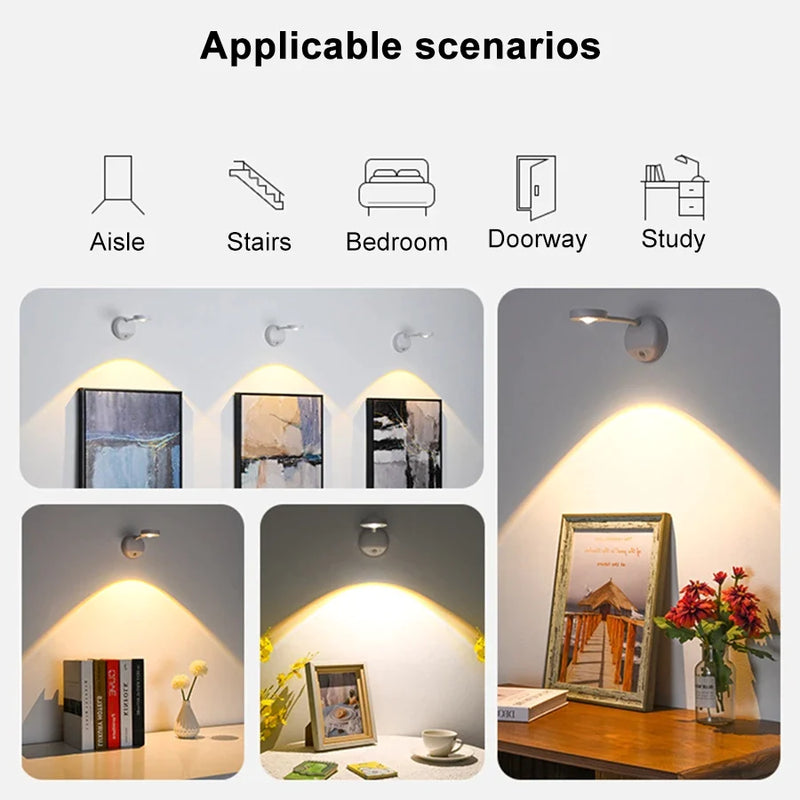 Afralia™ Motion Sensor LED Wall Light for Paintings, Pictures, Bedroom - USB Rechargeable