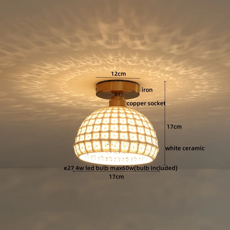 Afralia™ Ceramic LED Ceiling Lamp Indoor Lighting Semi-Circular Light Fixture