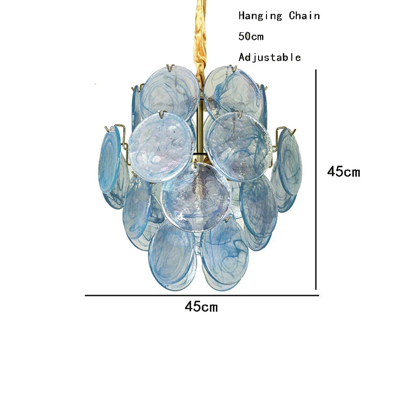 Afralia™ Blue Glass Handmade Hanging Chandelier for Living Room Decor
