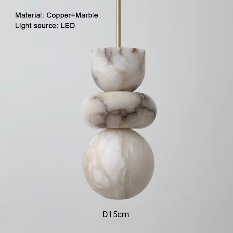 Afralia™ Marble LED Pendant Light: Modern Luxury Chandelier for Bedroom, Living Room, Villa.