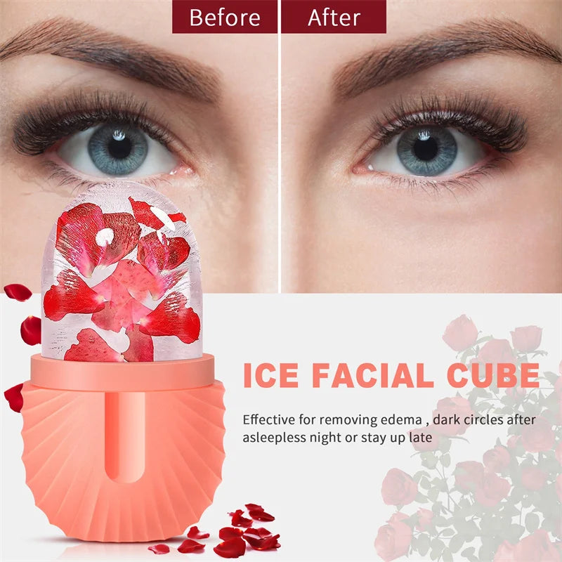 Afralia™ Beauty Ice Cube Tray and Facial Roller Massager Skin Care Tool