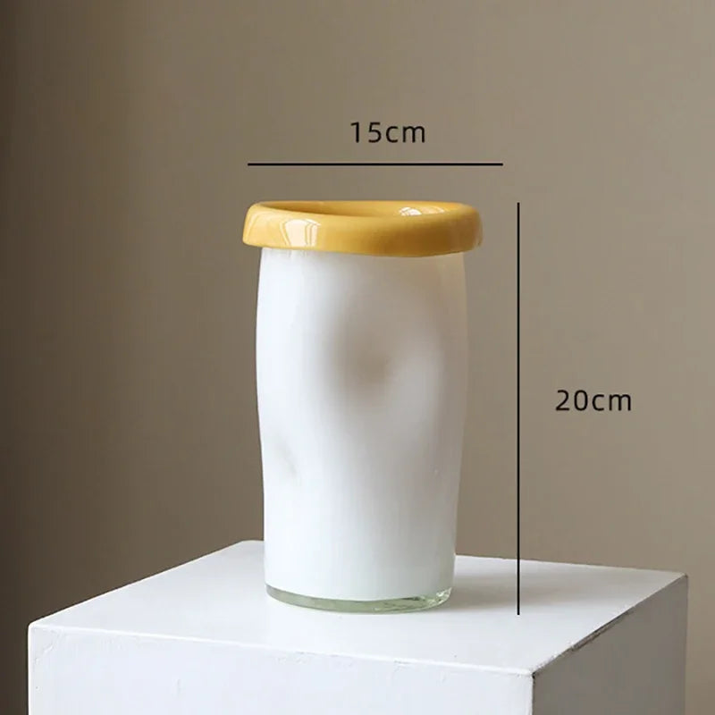 Afralia™ White Glass Vase Hydroponics Plant Pots | Table Floral Decor Vase