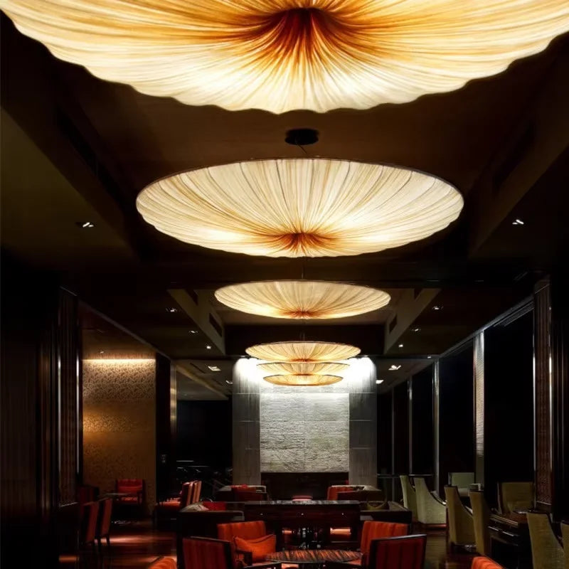 Afralia™ White Fabric Pendant Chandelier for Living Room, Bedroom, and Restaurant