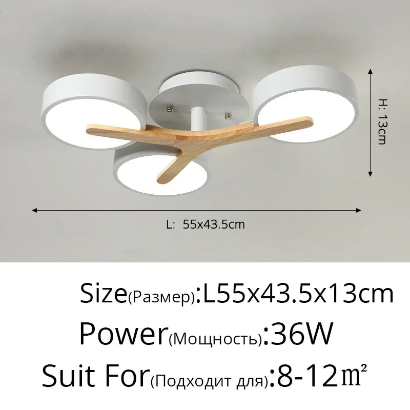 Afralia™ Nordic Wood Art LED Chandelier for Modern Living Room Decor