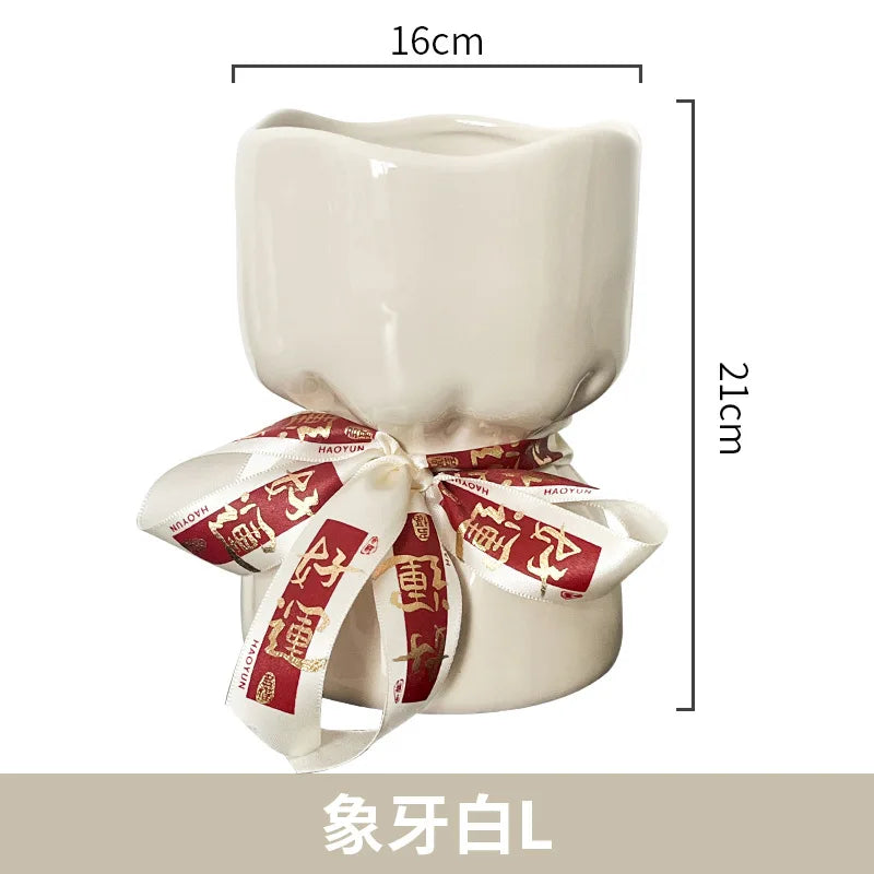 Afralia™ Bouquet Shape Ceramic Vase Pot Home Decoration Floral Arrangement Accessories