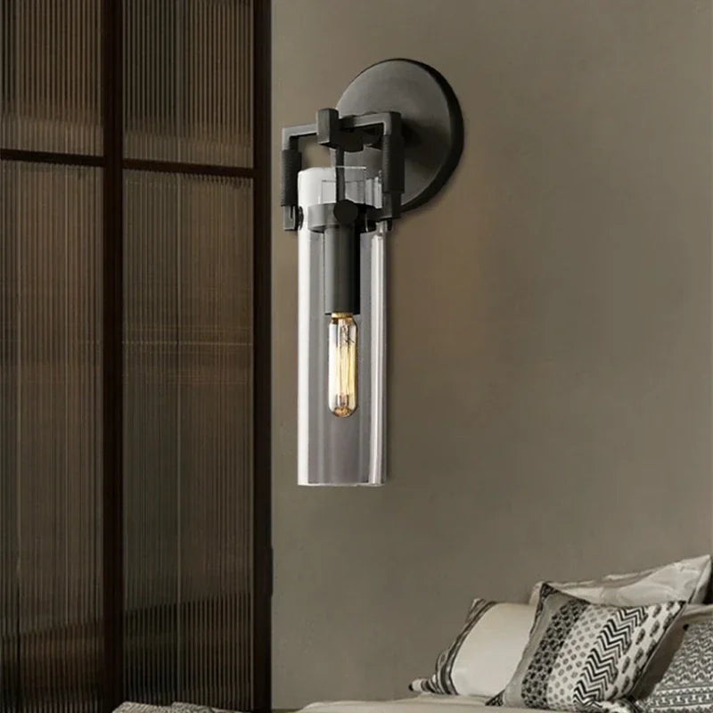 Afralia™ Glass Wall Lamp Industrial Style Retro Sconce for Bedroom Study Loft Dining Room