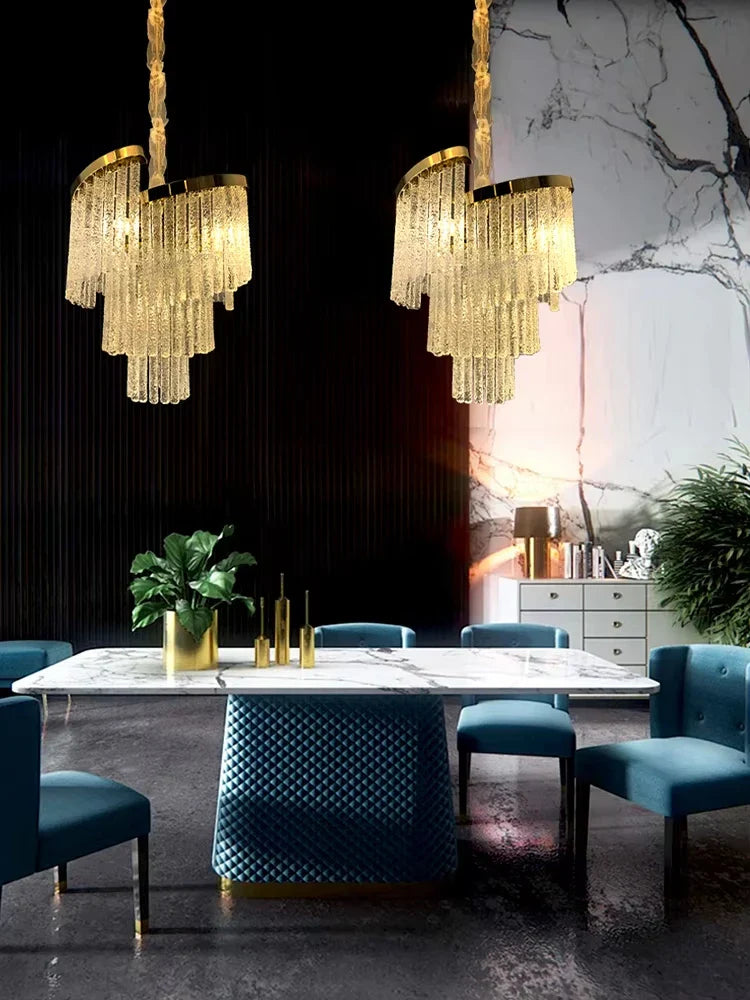 Afralia™ Icicle Glass Chandelier: Handmade Luxury Indoor Hanging Lamps for Living Room