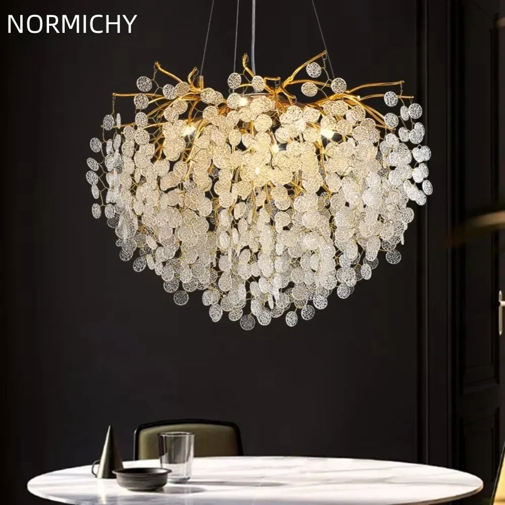Afralia™ Gold Crystal Chandelier Pendant Light for Kitchen Island Living Room