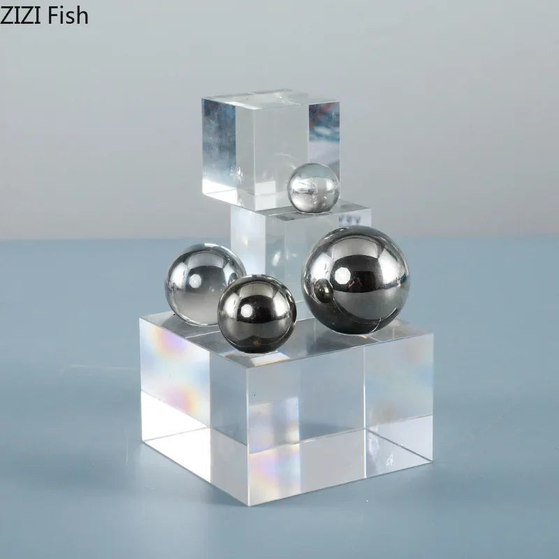 Afralia™ Crystal Ladder Silver Ball Desk Ornament Geometric Block Room Decor