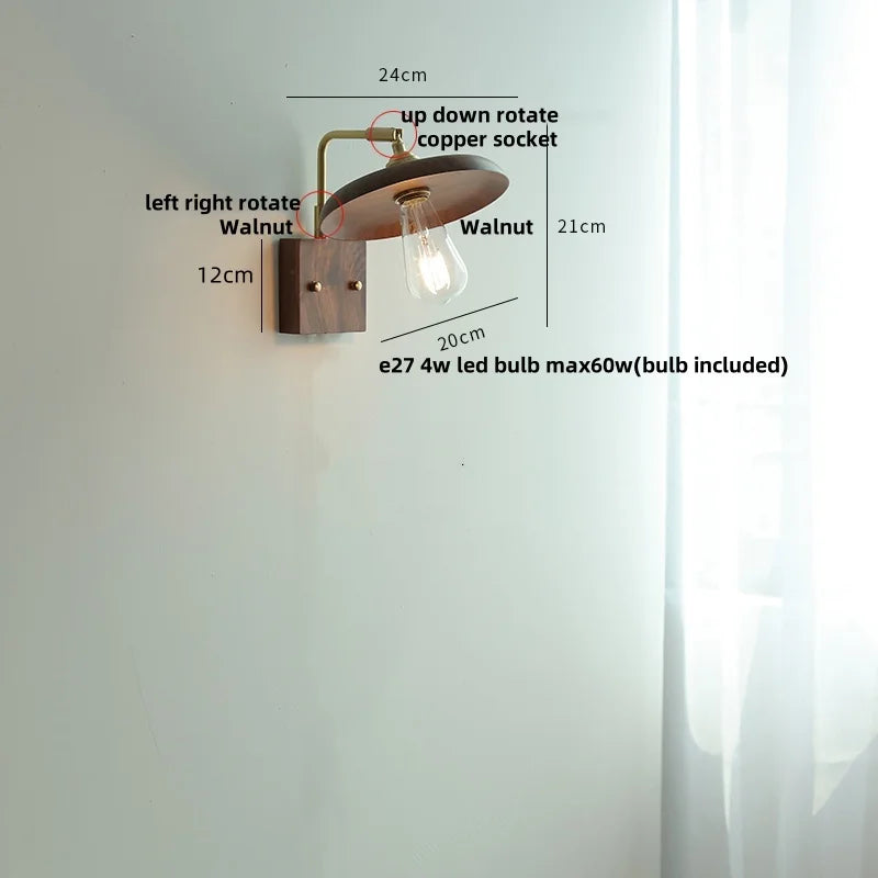 Afralia™ Vintage LED Wall Sconce Pull Chain Switch Rotatable Bedside Lamp Mirrror Light
