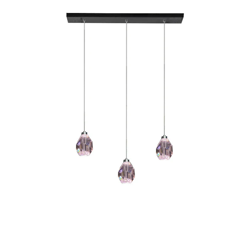 Afralia™ Pink Crystal Chandelier | Sleek Modern Design | Luxury Hanging Lamp for Home