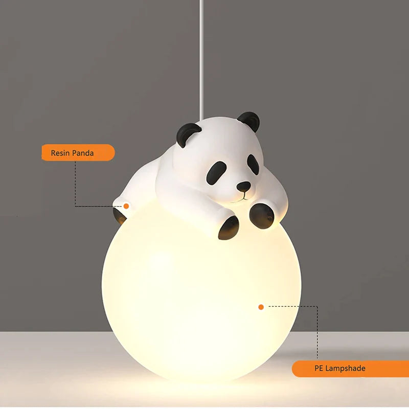 Afralia™ Panda Pendant Lamps: Children's Room Hanging Light, Kids Nursery Chandelier