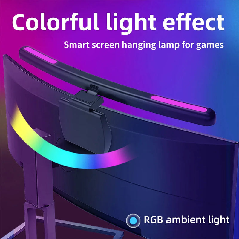 Afralia™ Curved Screen Monitor Light Bar with RGB Background, USB Dimming, Eye-Care Technology