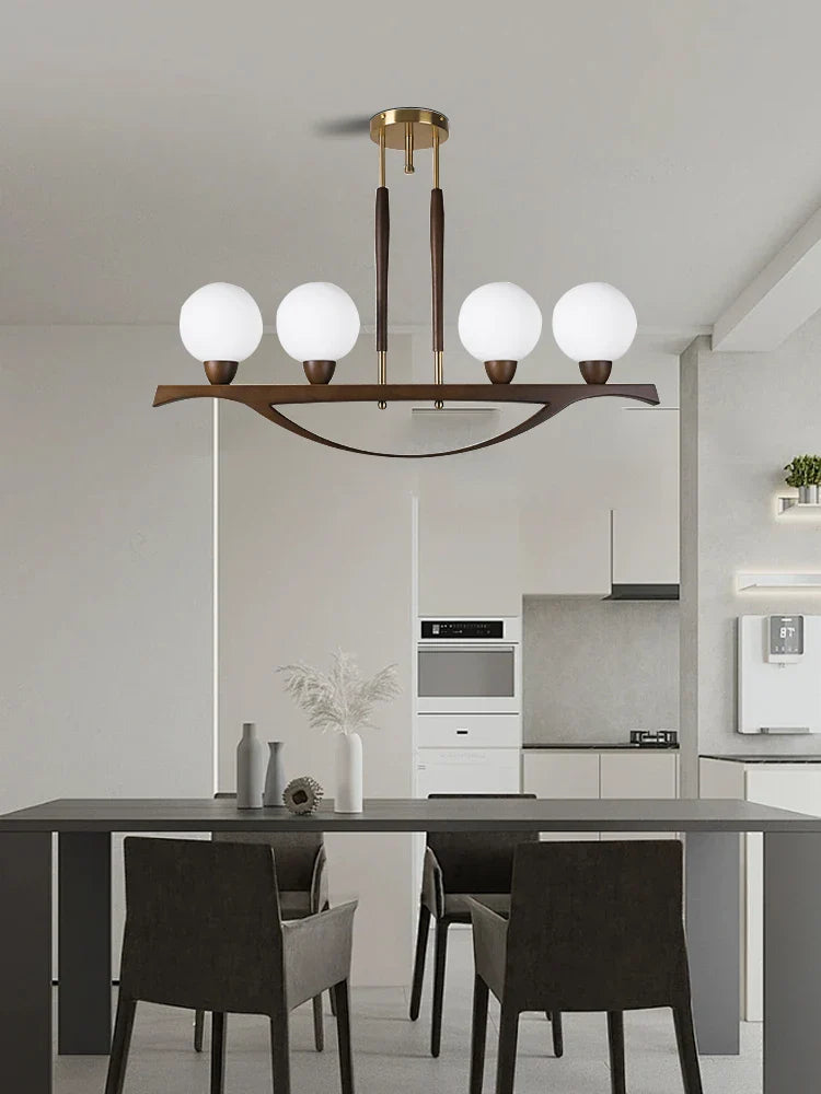 Afralia™ Modern Red Wood Pendant Lights, Dimmable Dining Table Decoration, Easy Installation