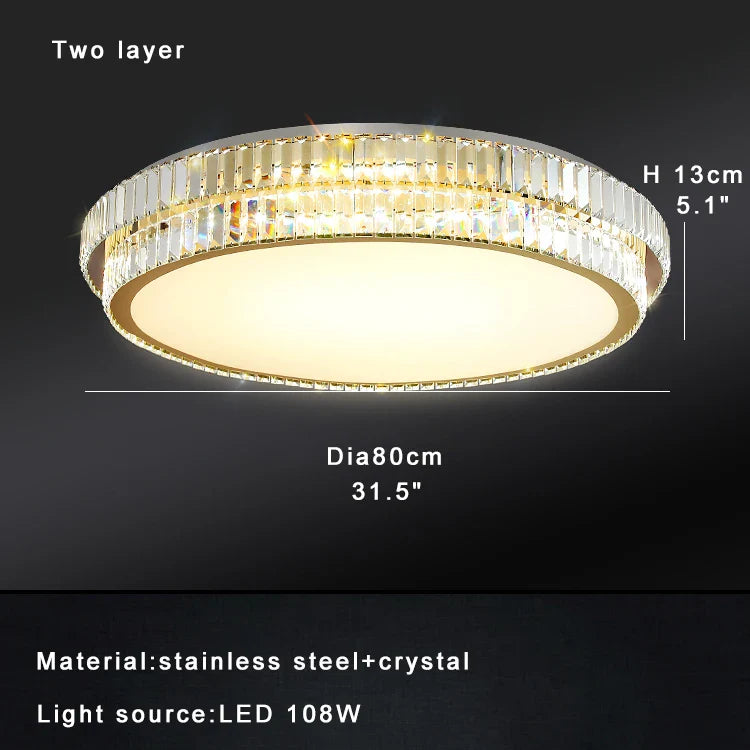 Afralia™ Luxury Crystal Ceiling Light, Modern LED Gold/Silver, Dimmable, Round/Square Design