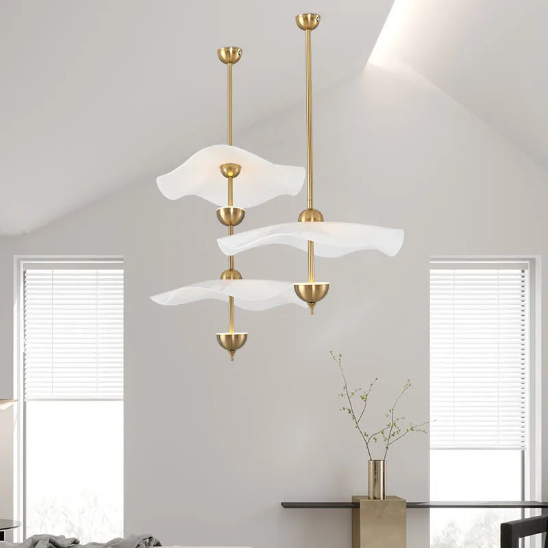 Afralia™ Lotus Leaf Pendant Lamp - Gold Metal Art Deco Lighting for Home, Restaurant, Shop