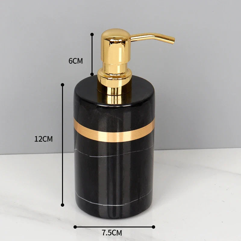 Afralia™ Nero Marquina Marble Bathroom Set - Golden Luxury Bathroom Accessories