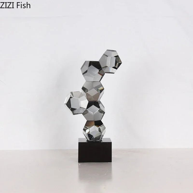 Afralia™ Geometric Crystal Ball Desk Ornament: Abstract Crafts Crystal Artwork for Aesthetic Room Decor