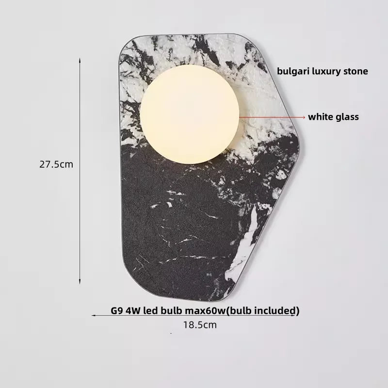 Afralia™ Carbon Steel LED Wall Lamp Reading Bedside Cafe Luxury Stone Nordic Modern Mirror Light
