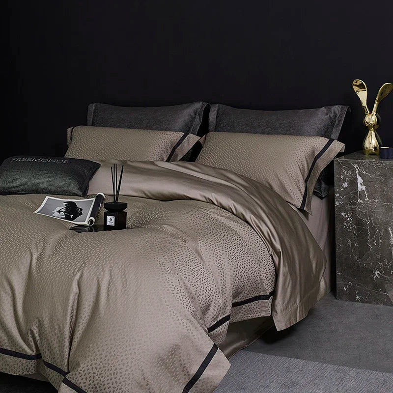 Afralia™ 100s Egyptian Cotton King Queen Bedding Set: Sheet, Pillowcase, Duvet Cover