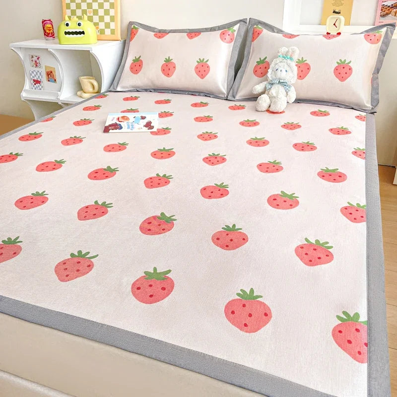 Afralia™ Luxury Ice Silk Cooling Mat & Pillowcase Set for Queen Bed