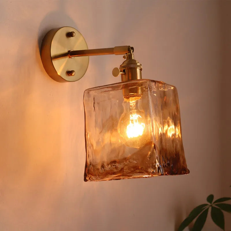 Afralia™ Modern Copper Glass LED Wall Light for Home Decor & Restaurant
