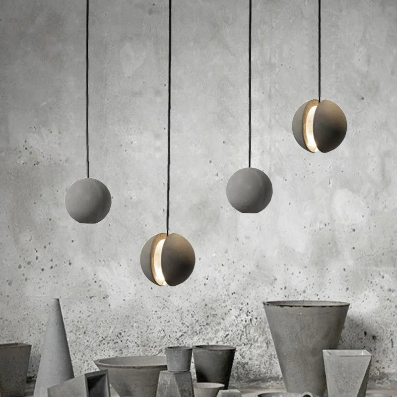 Afralia™ Moon/Planet Design Cement LED Pendant Lights - Modern Nordic Hanging Lamp