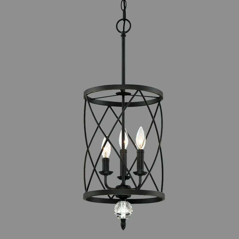 Afralia™ Retro Industrial Crystal Chandelier Pendant Lamp, Three Heads Black Gold E14