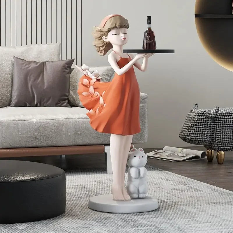 Afralia™ Nordic Fiberglass Female Statue Home Decoration Floor Sculpture