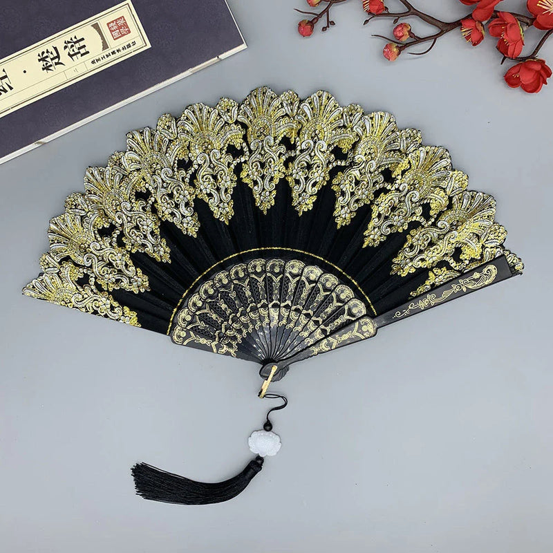 Afralia™ Feather Lace Folding Fan for DIY Crafts and Home Decoration