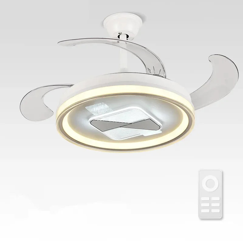 Afralia™ Retractable Fan Lamp: Modern Remote Control Ceiling Fan With Light