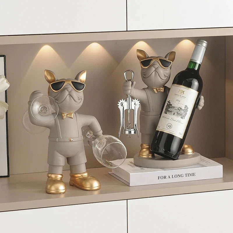 French Bulldog Wine Holder Resin Wine Rack for Home & Office by Afralia™
